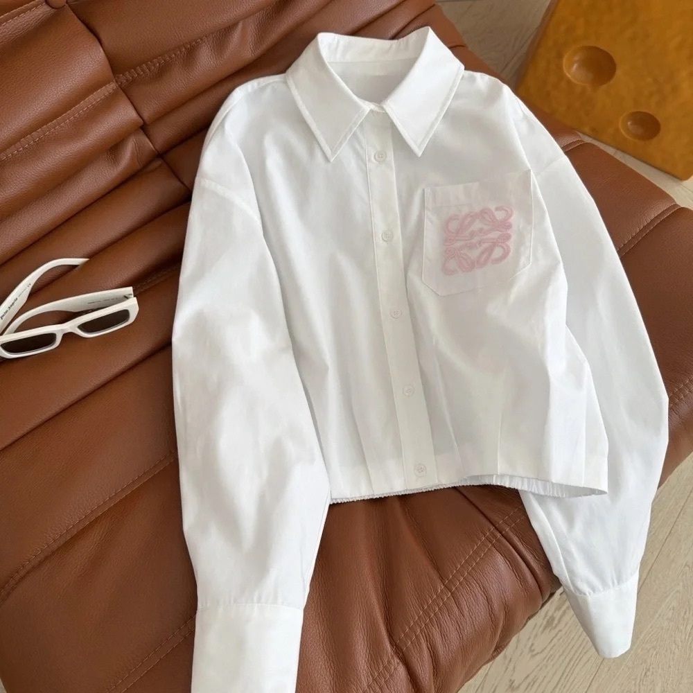 Loewe White Spring Shirt with Pink Logo - Picture 3 of 9